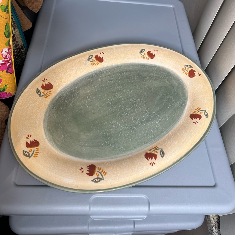 KIC (China) Vintage Tuscany Spice 16" oval serving platter Tuscany Farmhouse